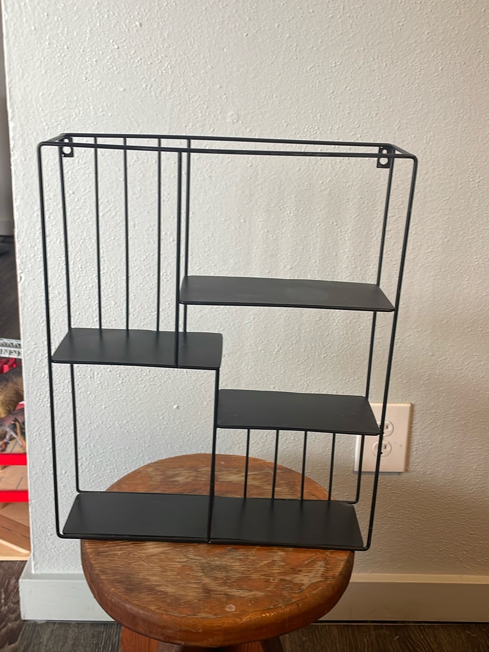Black Metal Wall Shelf Organizer - Modern Grid Design